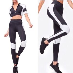 Good American Legging Tights Black white high rise two tone XS